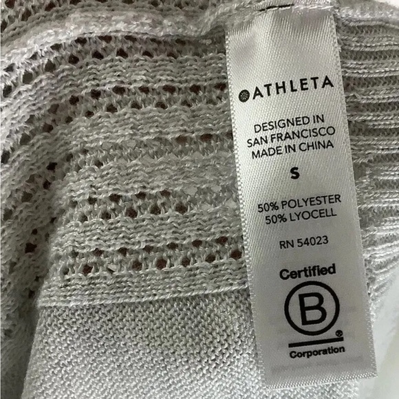 Athleta Sz S Evergreen Knit Hoodie Sweater In Gray Polyester Lyocell Pullover - Picture 8 of 9